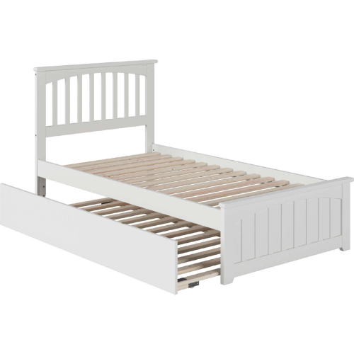 Mission Twin Bed w/ Matching Footboard & Urban Trundle Bed in White