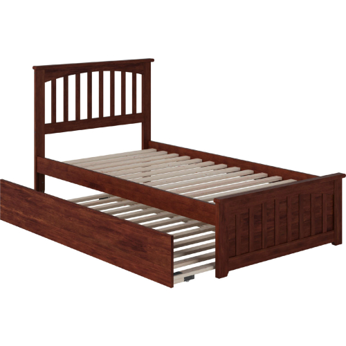 Mission Twin Bed w/ Matching Footboard & Urban Trundle Bed in Walnut