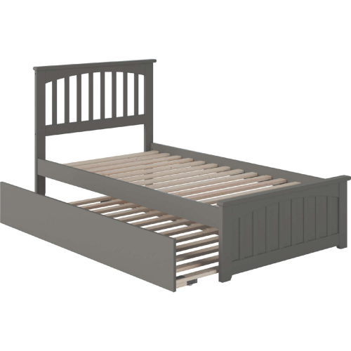 Mission Twin Platform Bed w/ Matching Footboard & Trundle Bed in Atlantic Grey