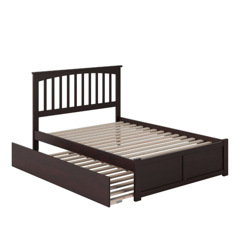 Mission Full Bed w/ Flat Panel Footboard & Urban Trundle in Espresso