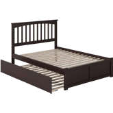 Mission Full Bed w/ Flat Panel Footboard & Urban Trundle in Espresso