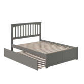 Mission Full Platform Bed w/ Flat Footboard & Twin Trundle Bed in Atlantic Grey