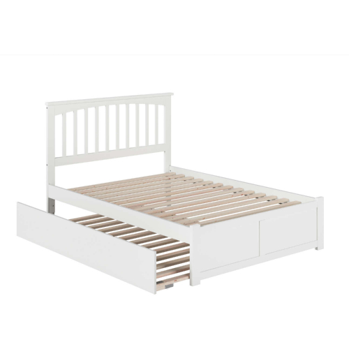 Mission Full Platform Bed with Flat Panel Foot Board & Full Urban Trundle in White