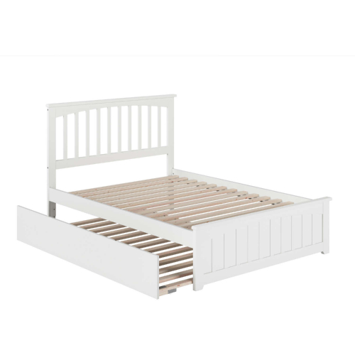 Mission Full Platform Bed w/ Matching Foot Board & Full Urban Trundle in White