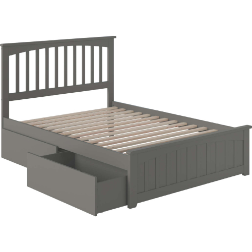 Mission Full Bed w/ Matching Footboard & 2 Urban Bed Drawers in Atlantic Grey