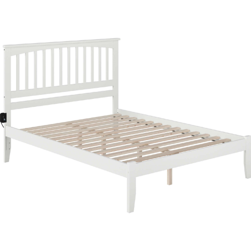 Mission Queen Bed w/ Open Footboard in White