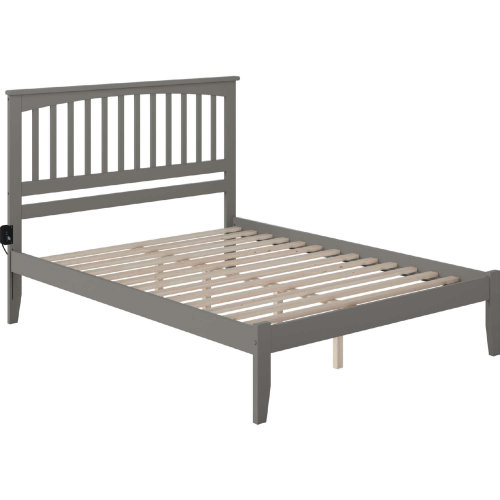 Mission Queen Platform Bed w/ Open Footboard in Atlantic Grey