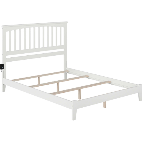 Mission Queen Bed w/ Open Footboard & Turbo Charger in White