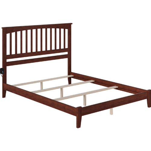 Mission Queen Bed w/ Open Footboard & Turbo Charger in Walnut