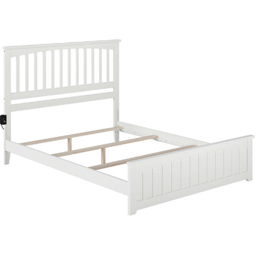 Mission Queen Bed w/ Matching Footboard in White