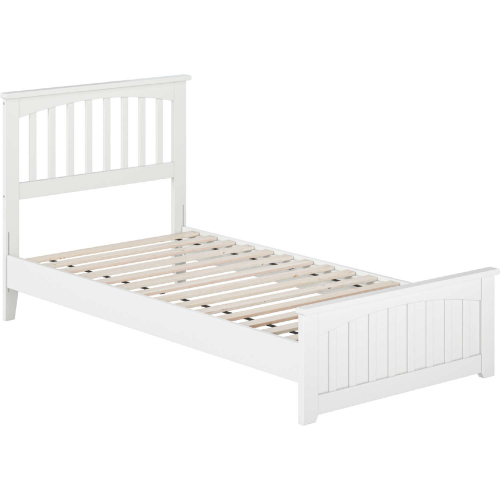 Becket Twin XL Low Profile Platform Bed with USB & Matching Footboard in White Finish