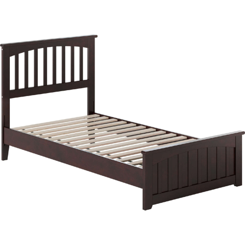 Becket Twin Low Profile Platform Bed w/ USB & Matching Footboard in Espresso Finish