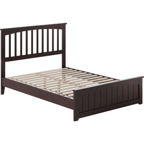 Becket Full Low Profile Platform Bed w/ USB & Matching Footboard in Espresso Finish