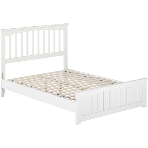 Becket Full Low Profile Platform Bed w/ USB & Matching Footboard in White Finish