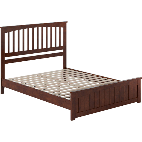 Becket Queen Low Profile Platform Bed with USB & Matching Footboard in Walnut Finish