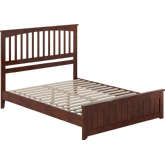 Becket Queen Low Profile Platform Bed with USB & Matching Footboard in Walnut Finish