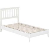 Becket Twin Low Profile Platform Bed with USB in White Finish Wood