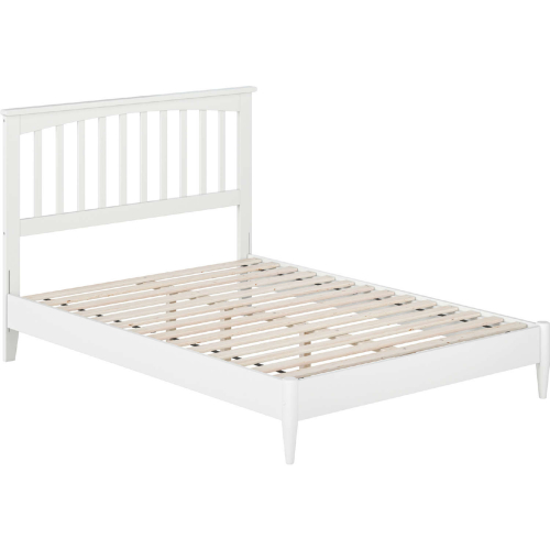 Becket Full Low Profile Platform Bed w/ USB in White Finish Wood