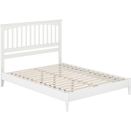 Becket Queen Low Profile Platform Bed w/ USB in White Finish Wood