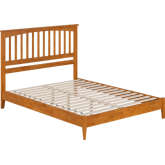 Becket Queen Low Profile Platform Bed w/ USB in Light Toffee Finish Wood