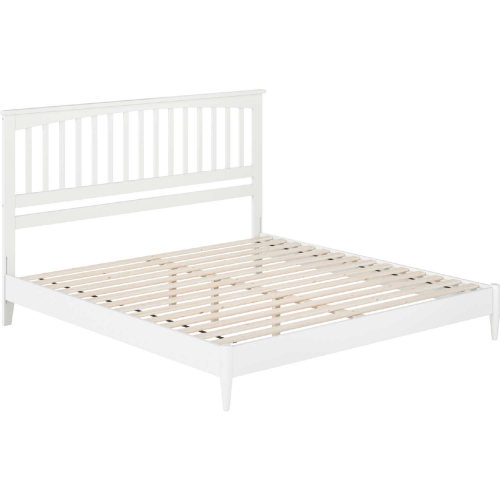 Becket King Low Profile Platform Bed w/ USB in White Finish Wood