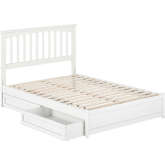 Everett Full Platform Bed with Panel Footboard, Drawers & Charging in White