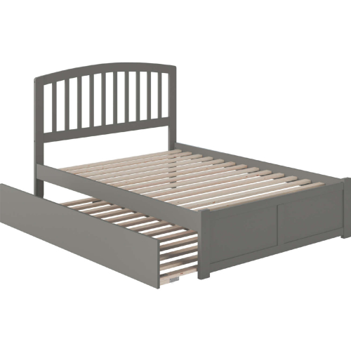 Richmond Full Bed w/ Flat Panel Footboard & Twin Urban Trundle Bed in Grey