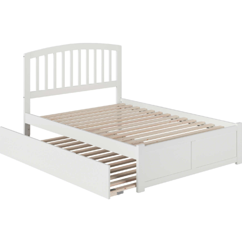 Richmond Full Platform Bed w/ Flat Panel Foot Board & Full Urban Trundle in White