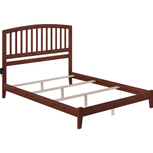 Richmond Queen Bed w/ Open Footboard & Turbo Charger in Walnut