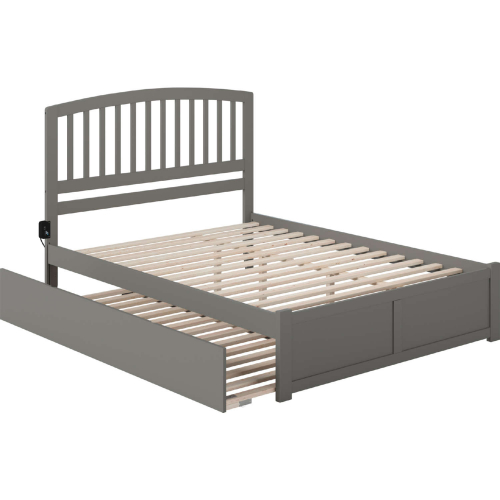 Richmond Queen Platform Bed, Footboard, Turbo Charger & Twin XL Trundle in Grey