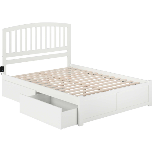 Richmond Queen Bed w/ Flat Panel Footboard & 2 Urban Bed Drawers in White