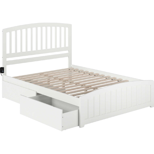 Richmond Queen Bed w/ Matching Footboard & 2 Urban Bed Drawers in White