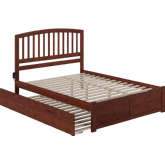 Richmond King Platform Bed w/ Footboard & Twin XL Trundle in Walnut Finish Wood