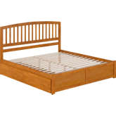 Richmond King Platform Bed w/ Footboard, 2 Drawers & Charging in Light Toffee