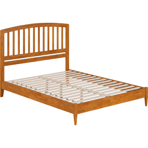 Quincy Queen Low Profile Platform bed with USB in Light Toffee Finish Wood