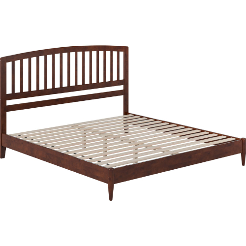 Quincy King Low Profile Platform bed w/ USB in Walnut Finish Wood