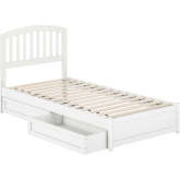 Lucia Twin XL Platform Bed w/ Panel Footboard, Drawers & Charging in White