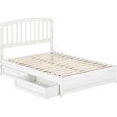 Lucia Full Platform Bed w/ Panel Footboard, Drawers & Charging in White