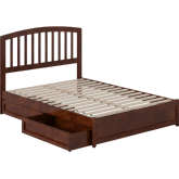 Lucia Full Platform Bed with Panel Footboard, Drawers & Charging in Walnut Finish