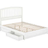 Lucia Queen Platform Bed with Panel Footboard, Drawers & Charging in White