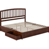 Lucia King Platform Bed w/ Panel Footboard, Drawers & Charging in Walnut Finish