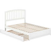 Lucia Full Platform Bed w/ Panel Footboard, Twin Trundle & Charging in White