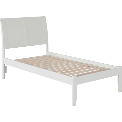 Portland Twin XL Bed with Open Footboard in White