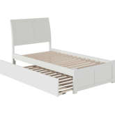 Portland Twin Extra Long Bed w/ Footboard & Twin Extra Long Trundle in White