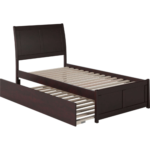 Portland Twin Extra Long Bed w/ Footboard & Twin Extra Long Trundle in Espresso