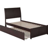 Portland Twin Extra Long Bed w/ Footboard & Twin Extra Long Trundle in Espresso