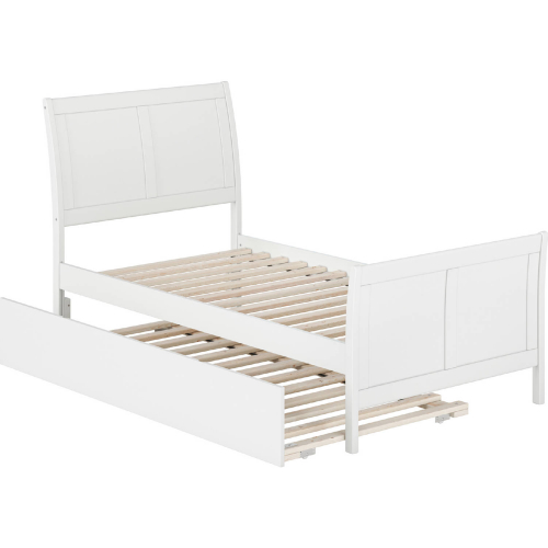 Portland Twin Bed w/ Matching Footboard & Urban Trundle Bed in White