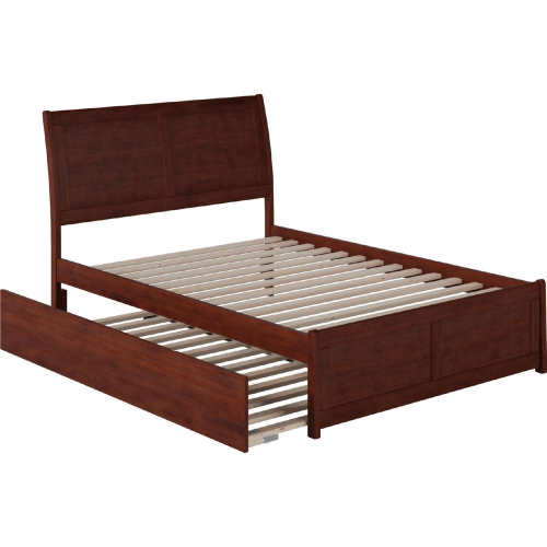 Portland Full Bed w/ Matching Footboard & Urban Trundle Bed in Walnut