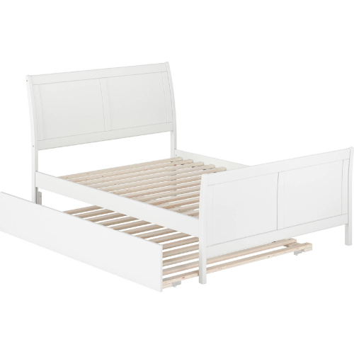 Portland Full Platform Bed with Matching Foot Board & Full Urban Trundle in White