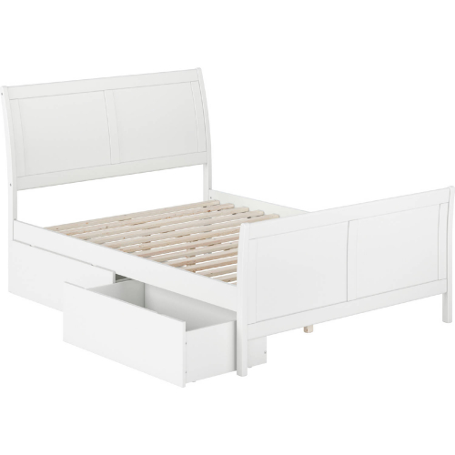 Portland Full Bed w/ Matching Footboard & 2 Urban Bed Drawers in White